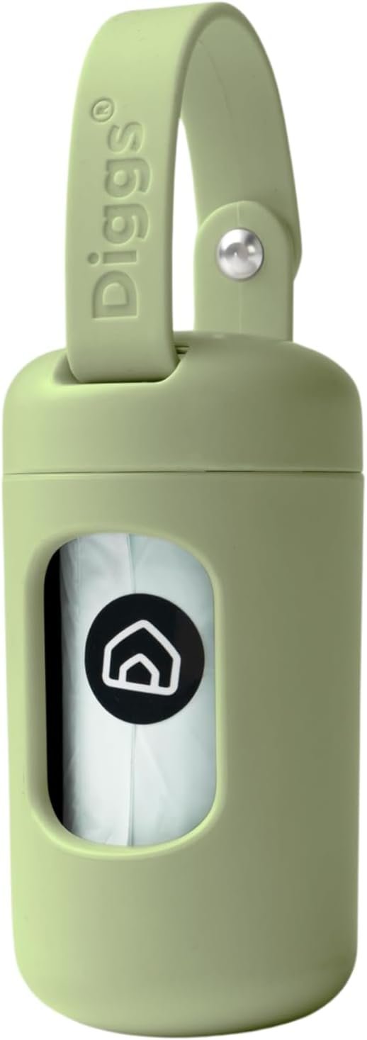 DIGGS Dog Poop Bag Dispenser for Leash – Premium Dog Waste Bag Holder with Easy One-Hand Dispensing (Sage)
