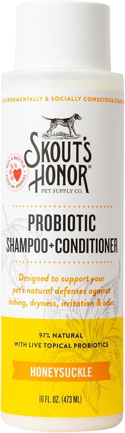 Skout’s Honor Probiotic Natural Dog Shampoo and Conditioner with Avocado Oil & Omega-3s, Gentle Puppy Shampoo, Hydrating Dog Conditioner, 97% Natural, Paraben & Sulfate-Free, Cruelty-Free, 16 oz