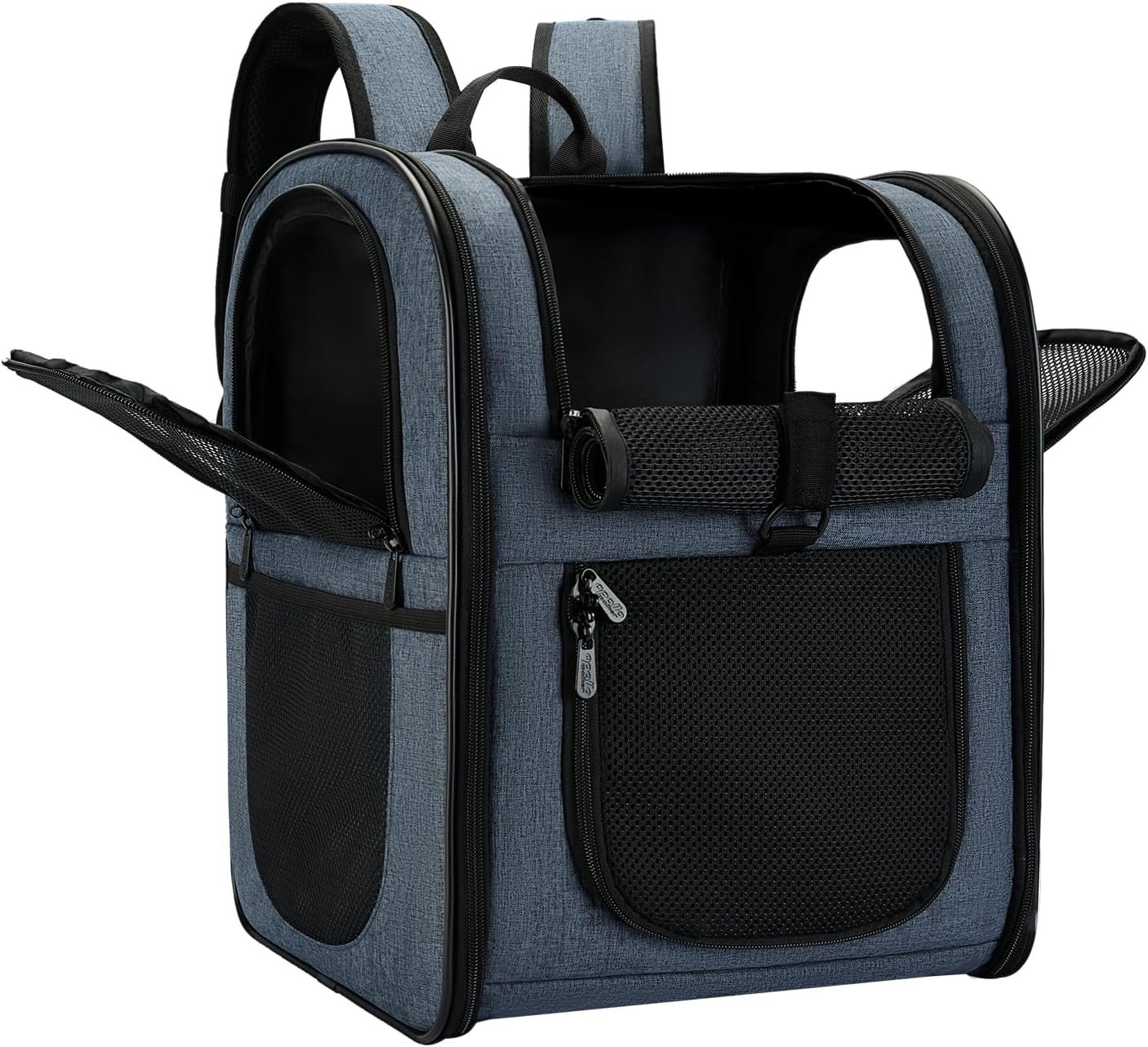 Apollo Walker Dog & Cat Carrier Backpack for 4-18lb Pets – Ventilated Safe Design with Padded Back Support, Breathable Mesh Pet Backpack for Hiking, Travel, Outdoor (Navy)
