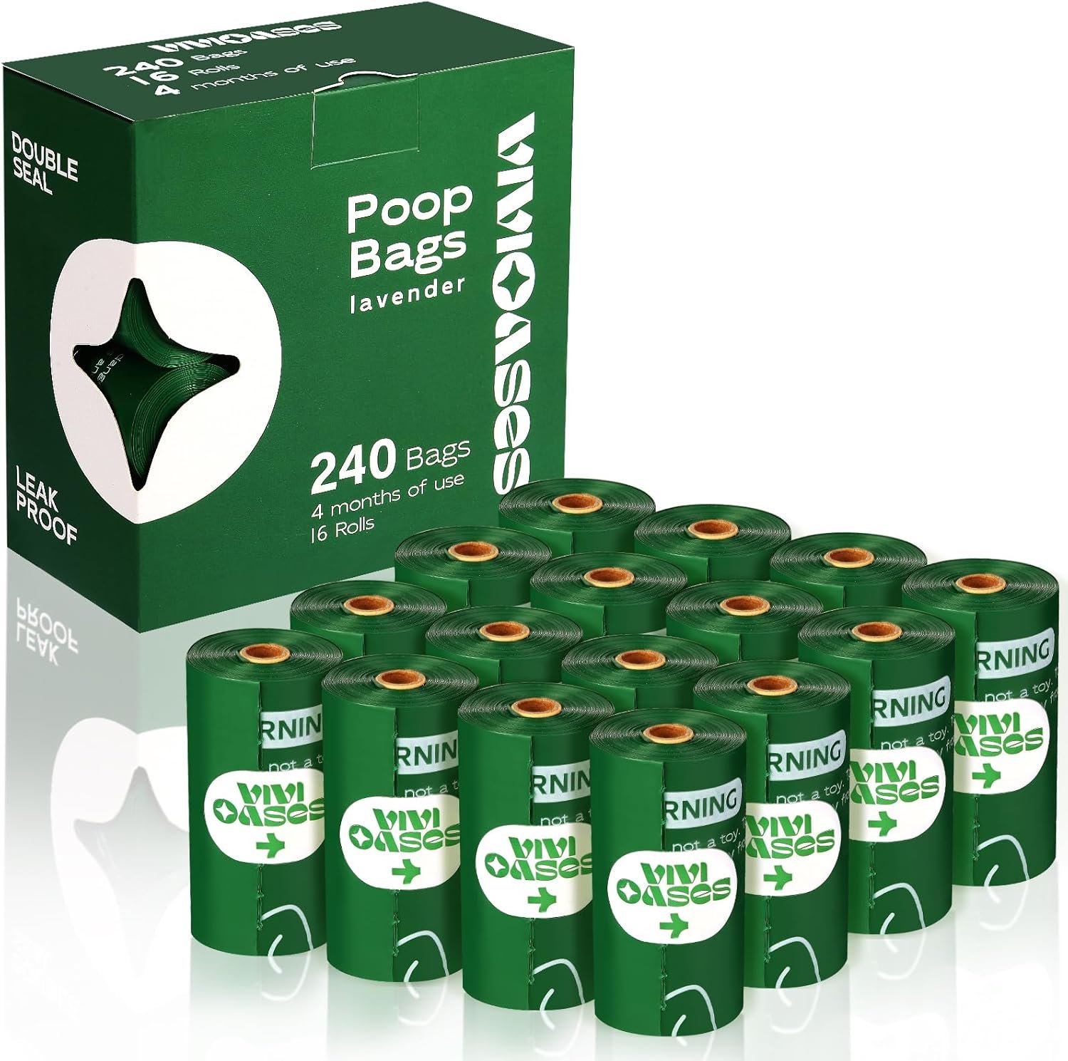 VIVIOASES Dog Poop Bags Rolls, Heavy Duty and Extra Thick Poop Bags for Dogs, Guaranteed Leak Proof, Lavender Scented, 240 Count