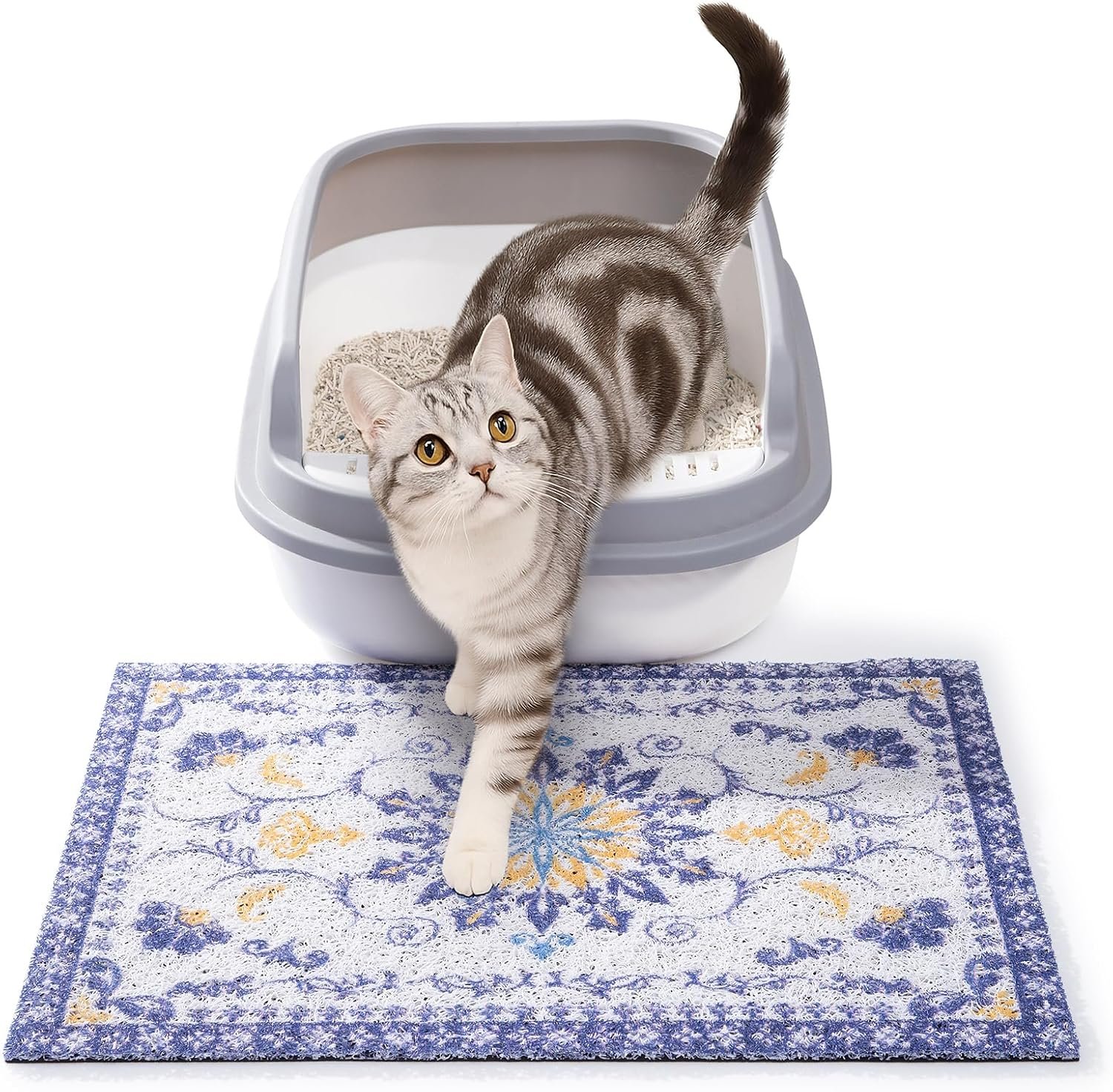 Cat Litter Mat, 20×15 in Litters Box Mat Waterproof Non-Slip Easy to Clean Washable Trapping Mat for Kitty