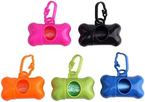 5 PCS Bone Shaped Poop Bag Dispenser Pet Waste Disposal Bag Dispenser With Waste Bag (Random Color)