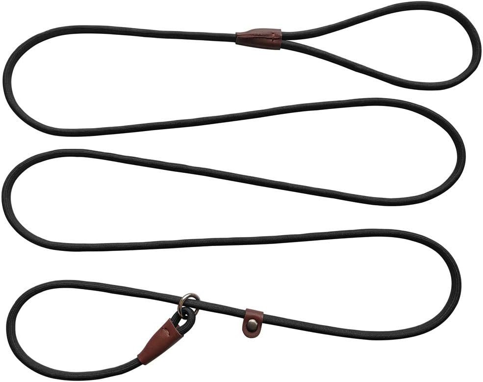 BTINESFUL 7ft Slip Lead Dog Leash, Strong Nylon Rope Leash, 1/4″ Dog Training Lead for Small Medium Dogs, 14+ Colors (1/4″ * 7 FT, Black)