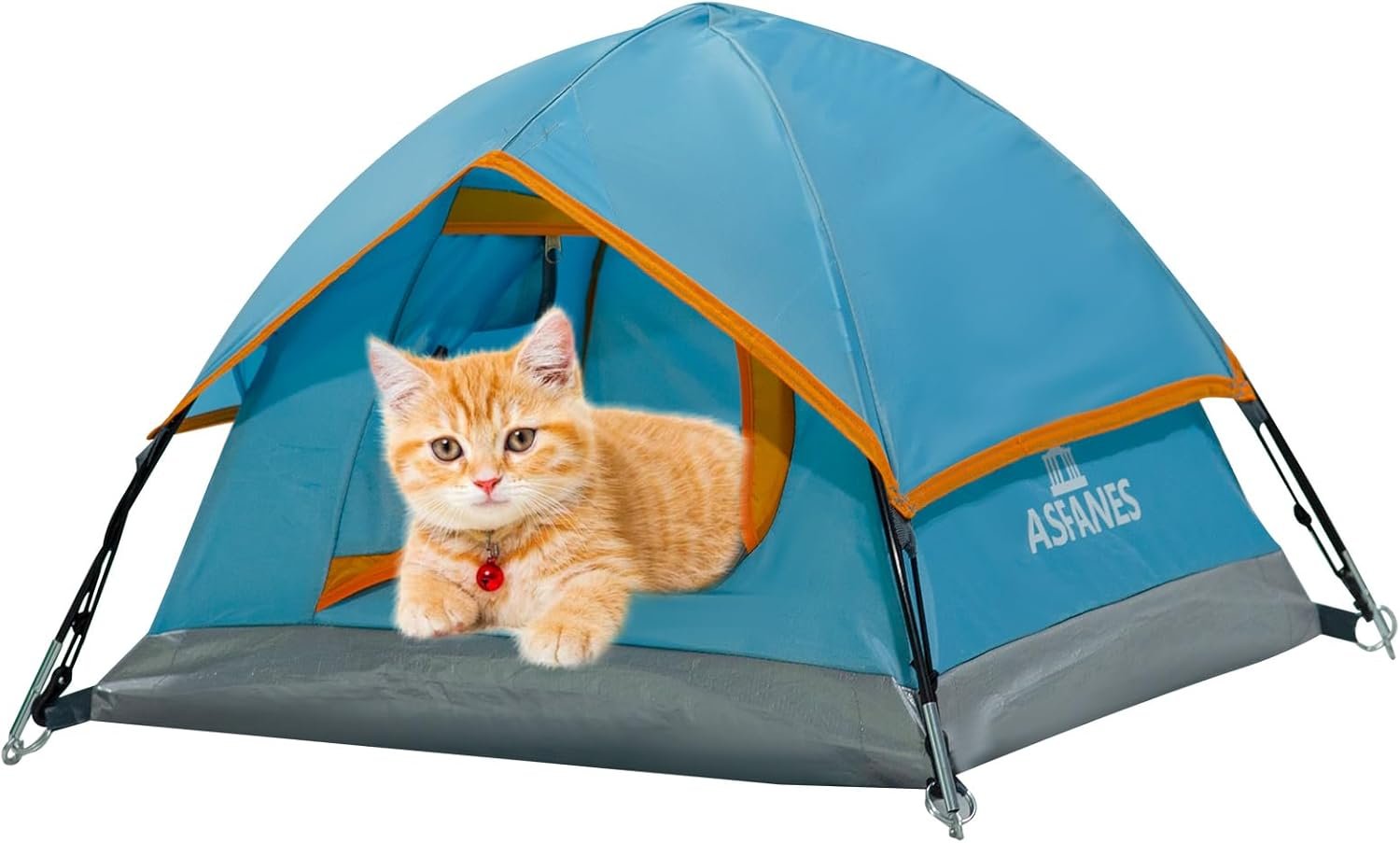 Outdoor Waterproof Pet Camping Tent, Cave Bed for Indoor Cats and Small Dogs, Portable Cat House Dog House, 21.6×21.6×14.9”, Blue, S.