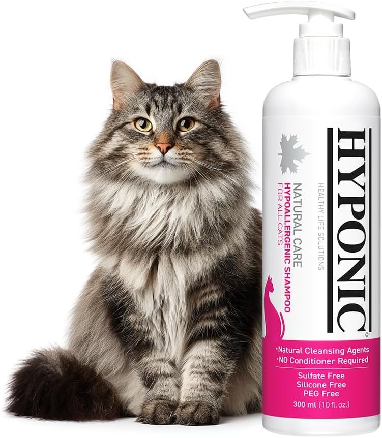 HYPONIC Hypoallergenic Premium Shampoo for All Cats (Scented, 10.14 oz) – Cat Shampoo for Dry Skin, Dandruff, Allergy