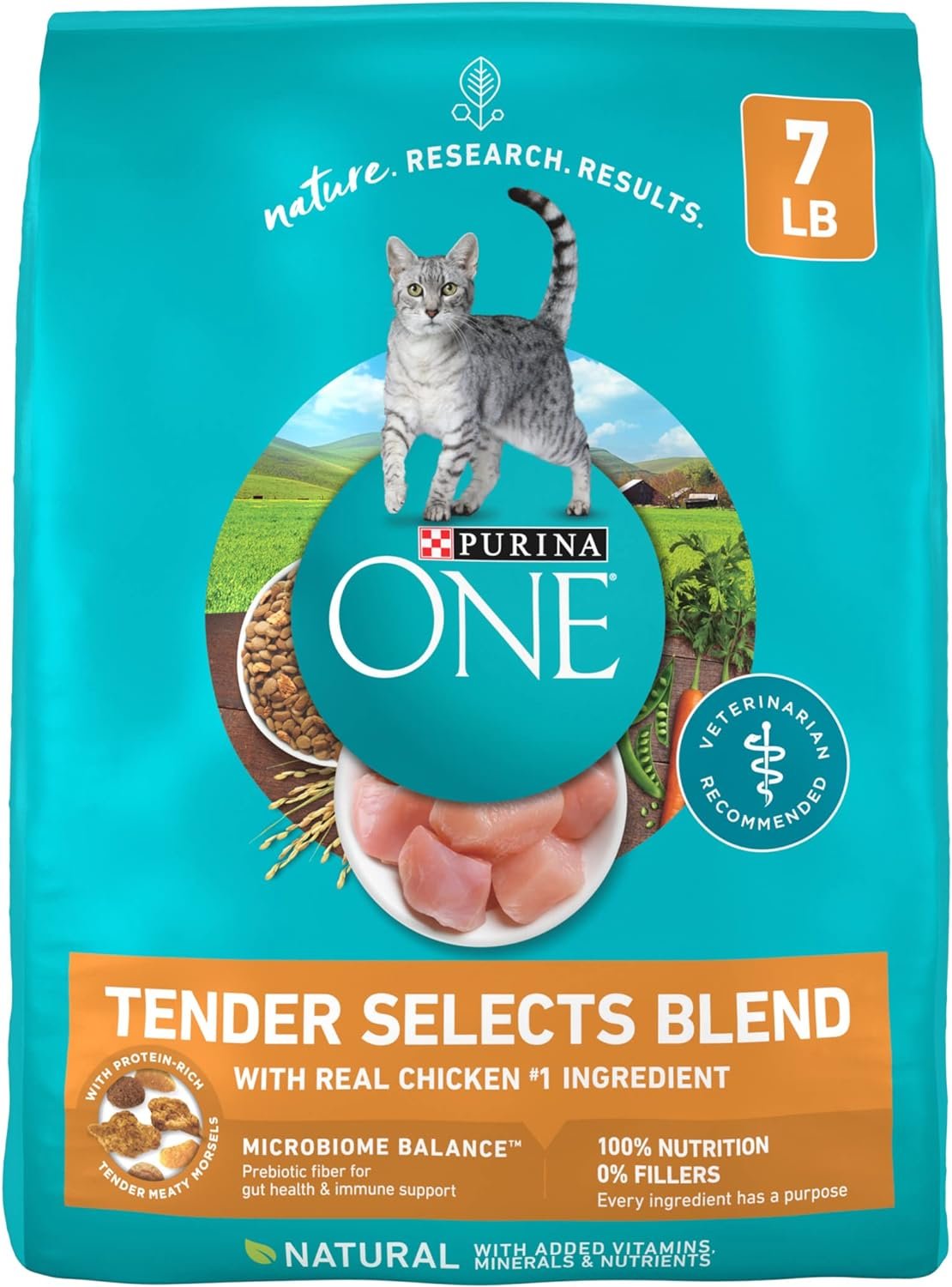 Purina ONE Natural Dry Cat Food, Tender Selects Blend With Real Chicken – 7 lb. Bag