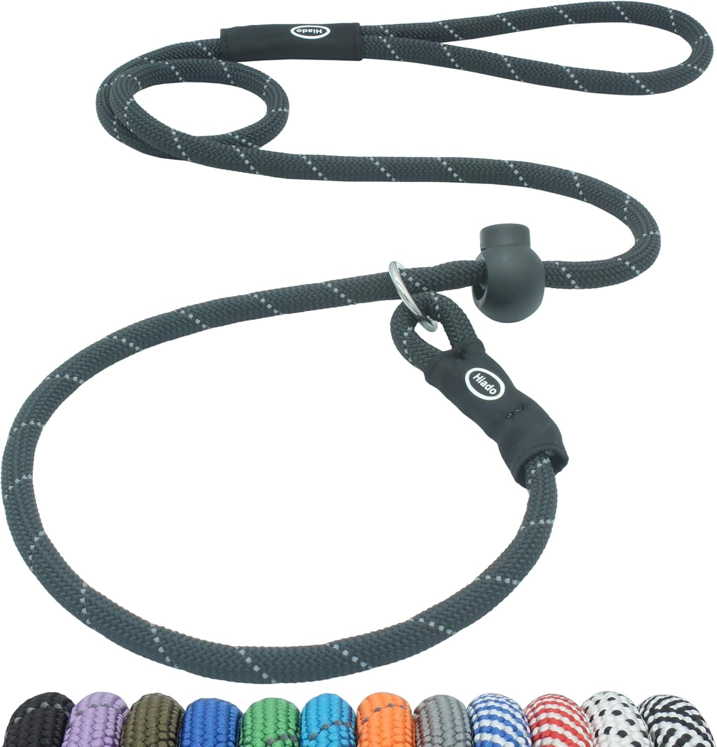 Slip Lead Dog Leash Reflective with Stopper Loop Rope Training No Pull for Medium Large Dogs 4ft Black