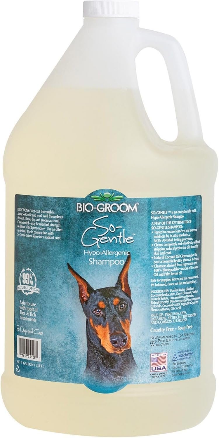 Bio-Groom So-Gentle Hypoallergenic Dog Shampoo – Tearless, Cat & Dog Bathing Supplies, Puppy Shampoo for Gentle Skin, Cruelty-Free, Made in USA, Tear-Free Dog Products – 1 Gallon