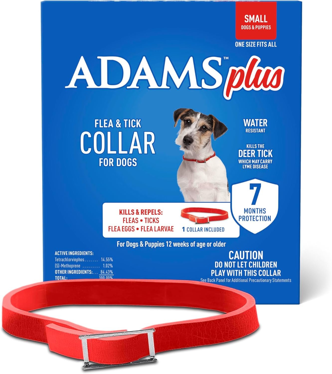 ADAMS Plus Flea & Tick Collar for Dogs, 7-Month Protection, Adjustable Collar Fits Small Dogs & Puppies, Kills Fleas & Ticks
