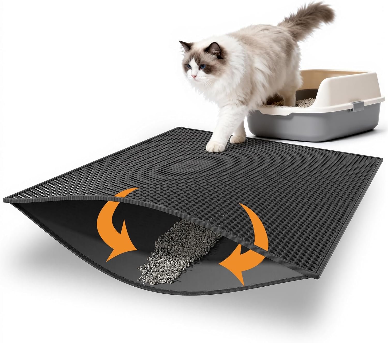 Pieviev Cat Litter Mat Double Layer Waterproof Urine Proof Trapping Mat 1 Pack (Black, 30×24 Inch (Pack of 1))