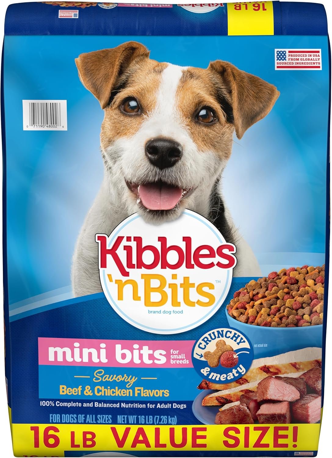 Kibbles ‘N Bits Small Breed Mini Bits Savory Beef & Chicken Flavors Dog Food, 16-Pound(Pack of 1)