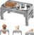 COMESOON Elevated Dog Bowls for Small Medium Dogs, 3 Height Adjustable Raised Stand with 2 Thick 6″ Stainless Steel Food Bowls, Non-Slip Feeder Adjusts to 2.75″, 6″, 7.5″, Grey