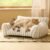 Bedsure ComfyFleece Cute Cat Couch for Pets – Fluffy Cat beds with Premium Soft Corduroy Fleece, Fuzzy Cats beds for Indoor Cats with Removable Washable Cover, Supportive Pet Sofa, 24inch, Cream